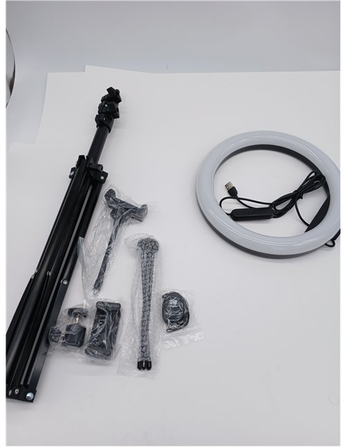 Aro de Luz con Tripode, 10" Ring Light con Control Remoto 3 Modos 10 Brillos Regulables Anillo de Luz para TikTok, Maquillaje, S
