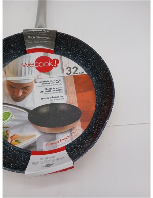 WECOOK! Professional Sartén Aluminio Forjado 32 cm, Inducción, Antiadherente Ecológico sin PFOA, 2,8 mm Espesor, Mango Acero Ino