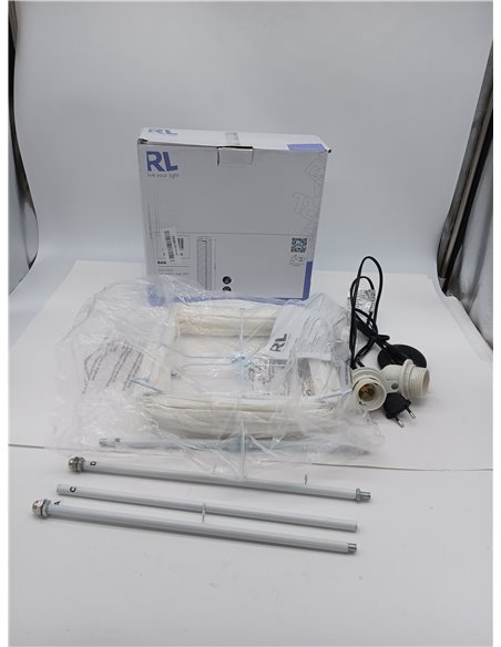 Trio Lighting R40122001 Lampara Pie de Papel con Interruptor de Pie, Atenuación, Color Blanco