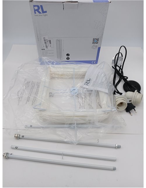 Trio Lighting R40122001 Lampara Pie de Papel con Interruptor de Pie, Atenuación, Color Blanco