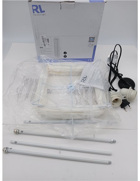 Trio Lighting R40122001 Lampara Pie de Papel con Interruptor de Pie, Atenuación, Color Blanco
