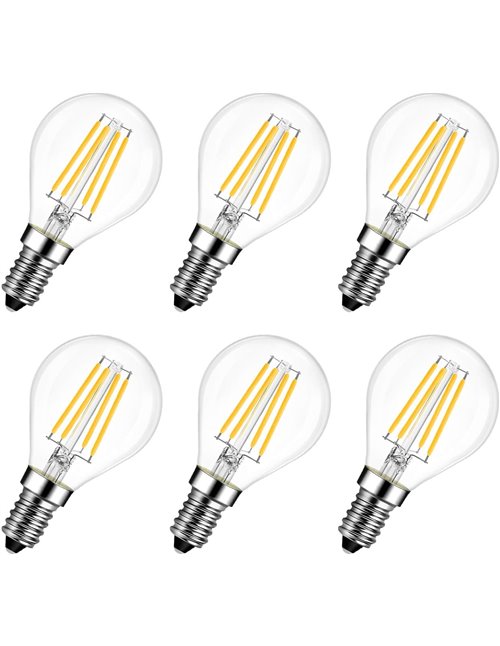 LVWIT Bombillas Golf de Filamento LED E14 (Casquillo Fino) - 4W equivalente a 40W, 470 lúmenes, Color blanco cálido 2700K. Bombi