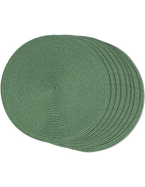 FunWheat Juego de 8 manteles Individuales Redondos Trenzados para Mesa de Comedor, Tejidos, Lavables, Antideslizantes, 38 cm (Ve