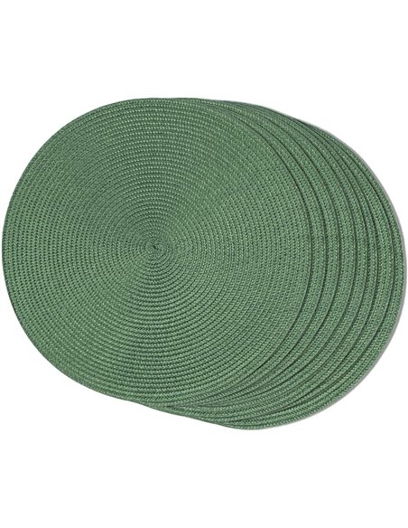 FunWheat Juego de 8 manteles Individuales Redondos Trenzados para Mesa de Comedor, Tejidos, Lavables, Antideslizantes, 38 cm (Ve