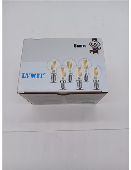 LVWIT Bombillas Golf de Filamento LED E14 (Casquillo Fino) - 4W equivalente a 40W, 470 lúmenes, Color blanco cálido 2700K. Bombi