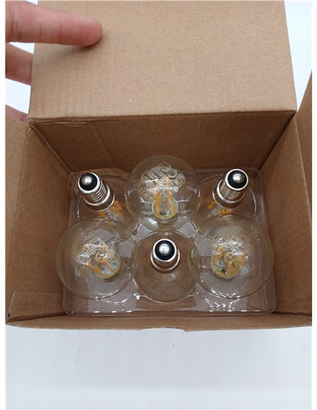LVWIT Bombillas Golf de Filamento LED E14 (Casquillo Fino) - 4W equivalente a 40W, 470 lúmenes, Color blanco cálido 2700K. Bombi