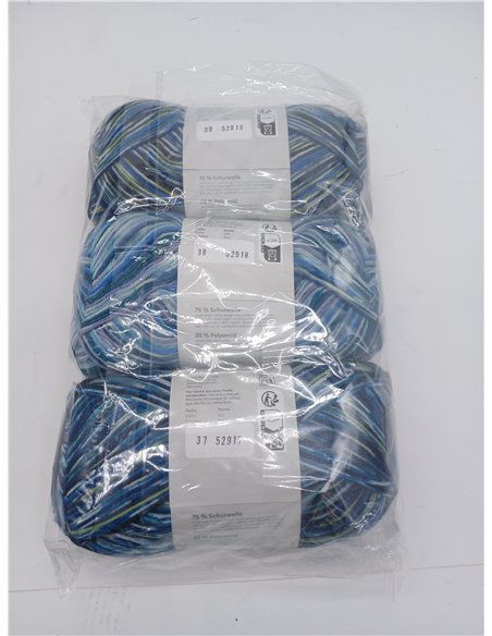 Gründl Juego de 3 ovillos de 100 g de hilo para calcetines (75% lana virgen (superwash), 25% poliamida) + instrucciones (idioma 