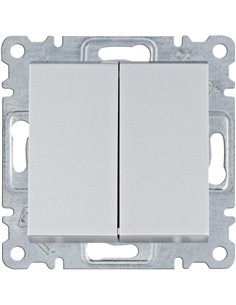 Hager - Conmutador doble, serie lumina de hager, mecanismo con teclas, con bornes de tornillos, plata