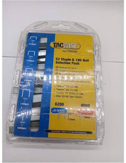 TACWISE 1627 Selección de Grapas Tipo 140 en Varios Tamaños y Clavos Tipo 180 (18G)/10 mm, Galvanizado