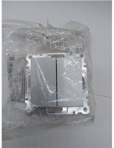 Hager - Conmutador doble, serie lumina de hager, mecanismo con teclas, con bornes de tornillos, plata 2