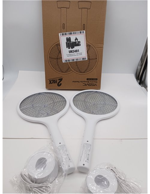 YISSVIC Raqueta Matamoscas Electrica 2 en 1 4000V Mata Mosquitos Electrico USB Recargable 1500mAh- Blanco