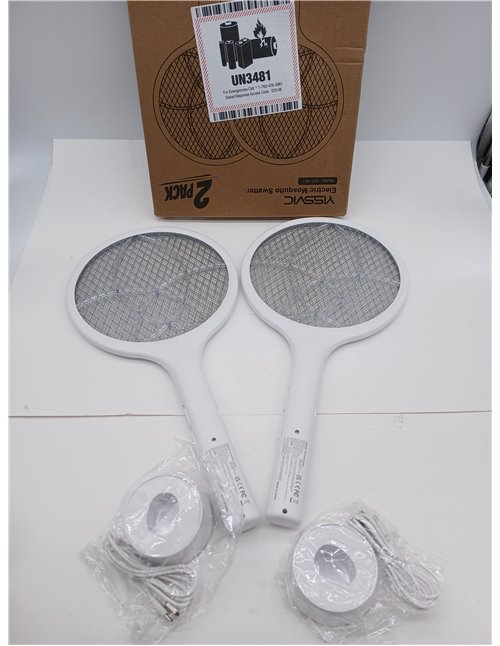 YISSVIC Raqueta Matamoscas Electrica 2 en 1 4000V Mata Mosquitos Electrico USB Recargable 1500mAh- Blanco