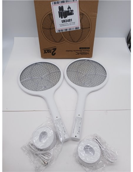 YISSVIC Raqueta Matamoscas Electrica 2 en 1 4000V Mata Mosquitos Electrico USB Recargable 1500mAh- Blanco