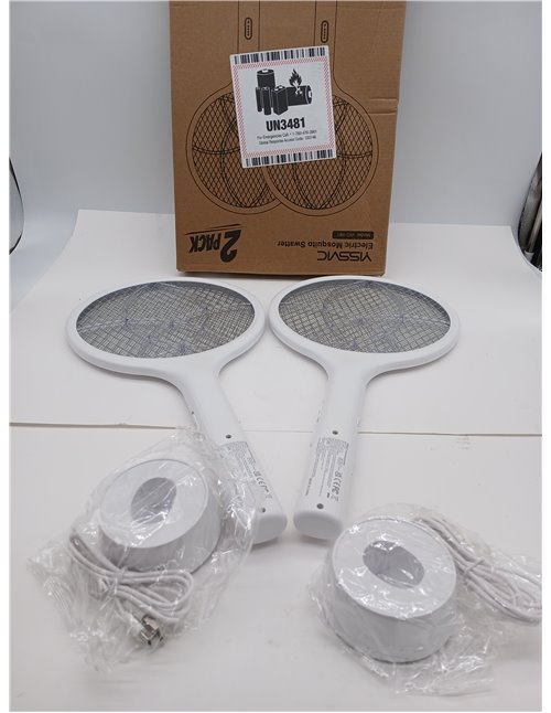 YISSVIC Raqueta Matamoscas Electrica 2 en 1 4000V Mata Mosquitos Electrico USB Recargable 1500mAh- Blanco