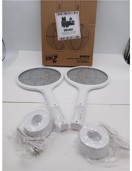 YISSVIC Raqueta Matamoscas Electrica 2 en 1 4000V Mata Mosquitos Electrico USB Recargable 1500mAh- Blanco