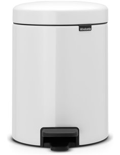 Brabantia Cubo de basura de pedal para baño, 5L, color blanco