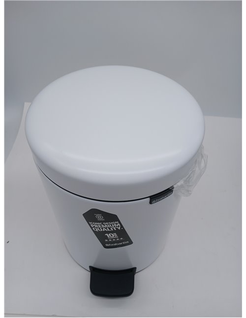 Brabantia Cubo de basura de pedal para baño, 5L, color blanco
