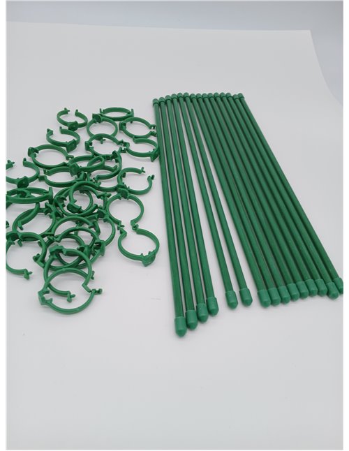 GEBETTER 10* Tutores para Plantas 30cm + 20* Bridas Ajustables Color Verde, Varillas Plantas Palos Estacas Fibra de Vidrio Sopor