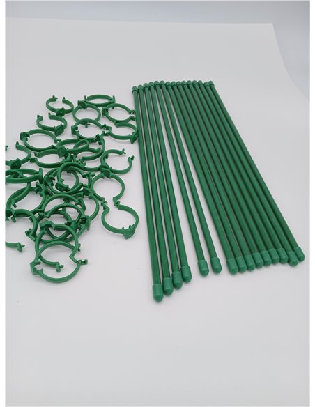GEBETTER 10* Tutores para Plantas 30cm + 20* Bridas Ajustables Color Verde, Varillas Plantas Palos Estacas Fibra de Vidrio Sopor