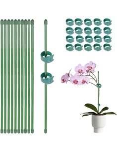 GEBETTER 10* Tutores para Plantas 30cm + 20* Bridas Ajustables Color Verde, Varillas Plantas Palos Estacas Fibra de Vidrio Sopor