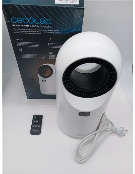 Cecotec Calefactor Bajo Consumo Ready Warm 8200 Bladeless. Potencia 1500 W, Mando a Distancia, Pantalla LED, Control táctil, 3 M