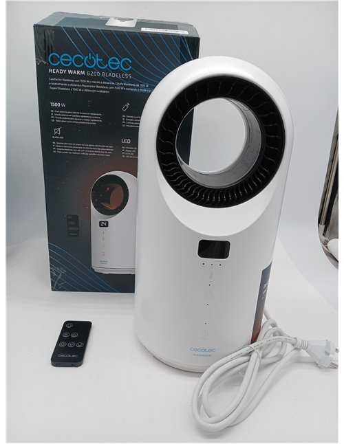 Cecotec Calefactor Bajo Consumo Ready Warm 8200 Bladeless. Potencia 1500 W, Mando a Distancia, Pantalla LED, Control táctil, 3 M