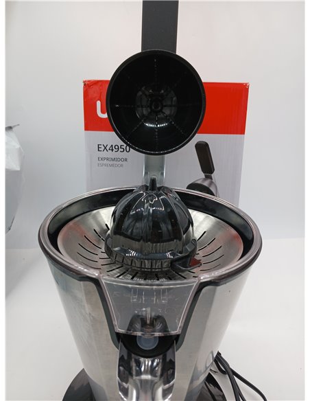Ufesa EX4950 Exprimidor Eléctrico de Brazo, 600W, Vertido Continuo, Sistema Antigoteo, Doble Cono, Filtro de Acero Inoxidable, B