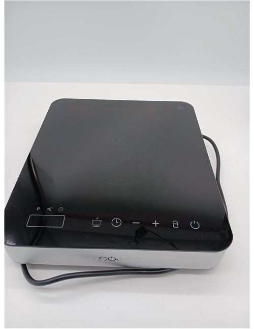 Cecotec Portable Induction Hob 1 Fire Full Magma Single. 2000W, Glazed Glass Design, 10 Power Levels, Touch Control, Adjustable 