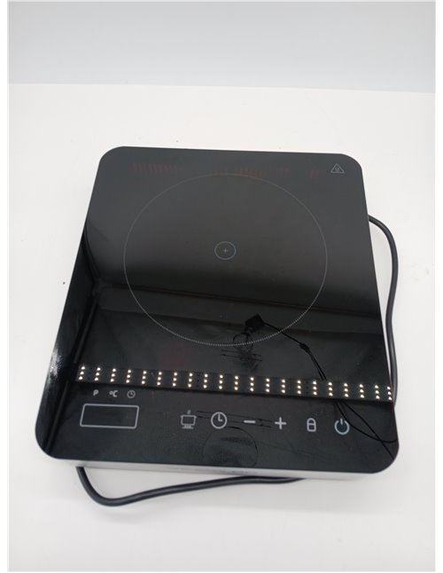 Cecotec Portable Induction Hob 1 Fire Full Magma Single. 2000W, Glazed Glass Design, 10 Power Levels, Touch Control, Adjustable 