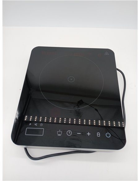 Cecotec Portable Induction Hob 1 Fire Full Magma Single. 2000W, Glazed Glass Design, 10 Power Levels, Touch Control, Adjustable 