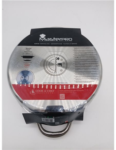 MasterPro Hi-Tech 3 | Cacerola de Cocina de 24 cm | Acero Inoxidable con Textura de Panal de Abeja | Revestimiento de 3 Capas | 