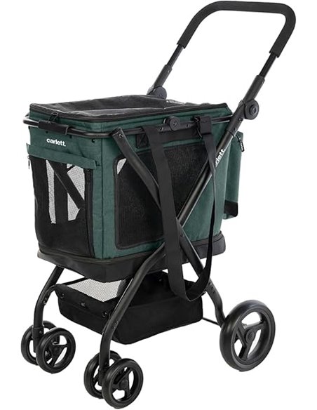 Carlett - Cube P | Carrito de Transporte 3 en 1 para Mascotas | Transportín + Ruedas | Freno de Seguridad | Tejido Impermeable |