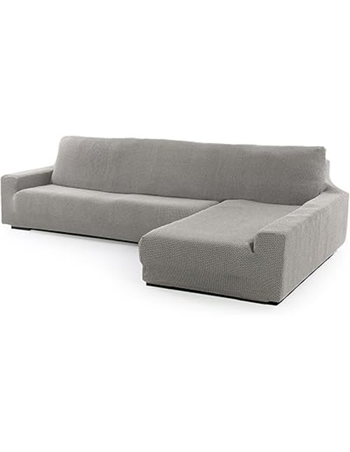 FAVERTI® Funda Super Elástica Chaise Longue Brazo Largo Derecho (Visto de Frente) | Modelo NOVELE | Gris Claro | Protector de Ca