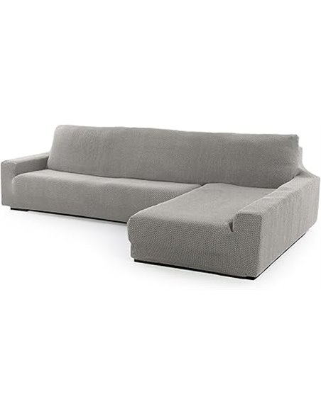 FAVERTI® Funda Super Elástica Chaise Longue Brazo Largo Derecho (Visto de Frente) | Modelo NOVELE | Gris Claro | Protector de Ca