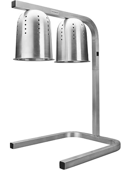 Lacor - 69061 - Lámpara Calentamiento Infrarojos Doble, Mantiene calientes los platos, cubetas, Altura regulable entre 39 y 53 c