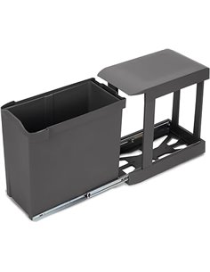 EMUCA - Contenedores de reciclaje para cocina, Cubos de basura bajo fregadero 1x30L, fijación inferior y extracción automática, 