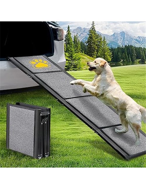 BACOENG 180cm Rampa para Perros Coche Plegable, Rampa para Perros portátil para Perros Grandes con Alfombra Antideslizante, Disp