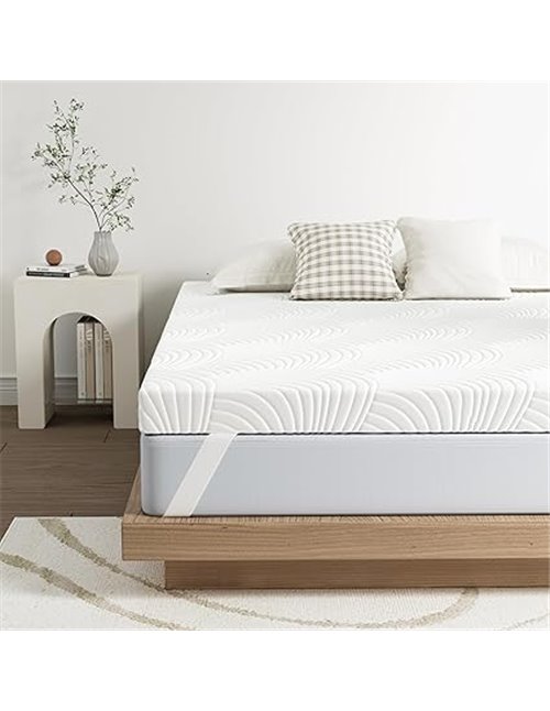 Topper 180 x 200 cm H3, Thickness 7.5 cm, High Density Foam for Pressure Relief, Firm, Mattress Topper 180 x 200 cm, with Remova