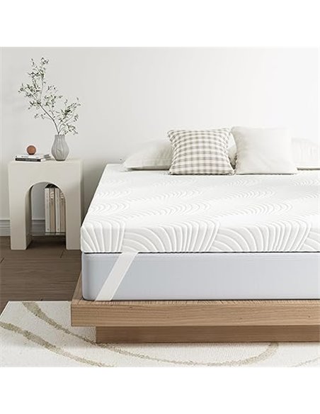 Topper 180 x 200 cm H3, Thickness 7.5 cm, High Density Foam for Pressure Relief, Firm, Mattress Topper 180 x 200 cm, with Remova