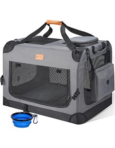 morpilot Transportín Perro Gato, Bolsa Transporte Transpirable para Mascotas, Portador de Viaje con Correa de Hombro Ajustable, 
