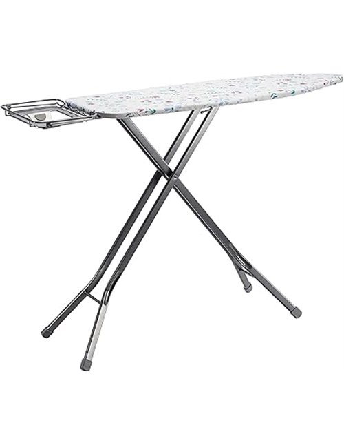 Amazon Basics tabla de planchar con compartimento de almacenamiento y soporte para plancha en forma de H, grande, 122 x 38 cm, g