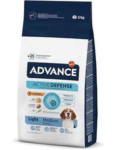 Advance Medium Adult Light, Pienso para Perros Adultos de Razas Medianas Bajo en Grasa con Pollo, 12kg