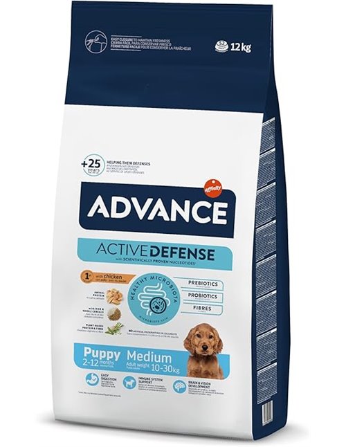Advance Medium Puppy, Pienso para Perros Puppy (2 a 15 meses) de Razas Medianas con Pollo, 12kg