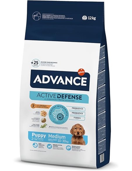 Advance Medium Puppy, Pienso para Perros Puppy (2 a 15 meses) de Razas Medianas con Pollo, 12kg