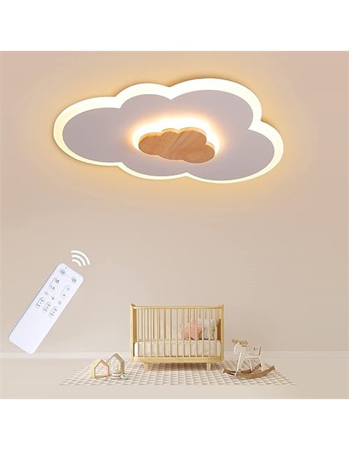 FANLG Lampara infantil Techo, Lámpara LED de Nubes 40cm 20W 3000K-6000K Regulable con Control Remoto, Luces para habitacion, Dor
