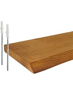 Relaxdays Estantería de Pared rústica, Madera Maciza de Pino, Canto Natural, Estante Flotante, 3x70x22 cm, marrón