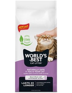 WORLD'S BEST CAT LITTER para Varios Gatos Aroma Lavanda, 28 Libras – Ingredientes Naturales, aglomeración rápida, desechable por