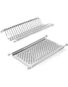 EMUCA Escurridor de Platos y Vasos para Muebles de Cocina de 60 cm de ancho, anchura interior módulo 535-570 mm, Acero Inoxidabl