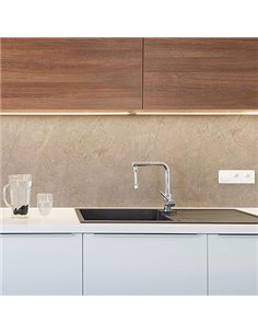 CREARREDA Kitchen Splash Guard Panel Wall Sticker 100% Made in Italy with Non-Toxic Ink and Waterproof Adhesive Vinyl Kitchen an