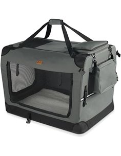 VOUNOT Transportín Perro Gato M 60x44x44cm, Bolsa Transporte Transpirable Mascotas con Bolsillos Alfombrilla Extraíble Tira Refl